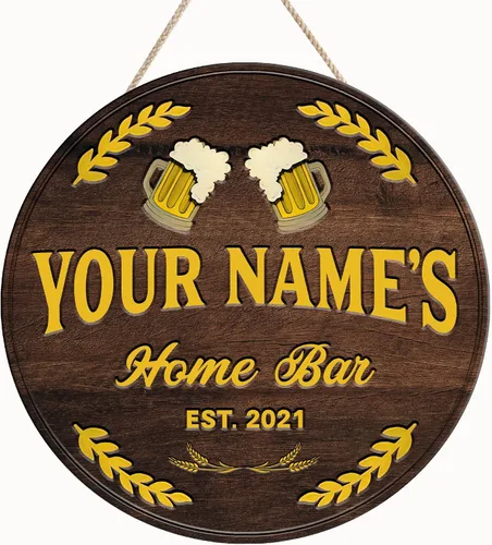 Vista 12 de Artsy Woodsy Placa de madera personalizada para bar pub (no tallada) Accesorios de decoración de pared y puerta, letrero rústico de bar, letrero