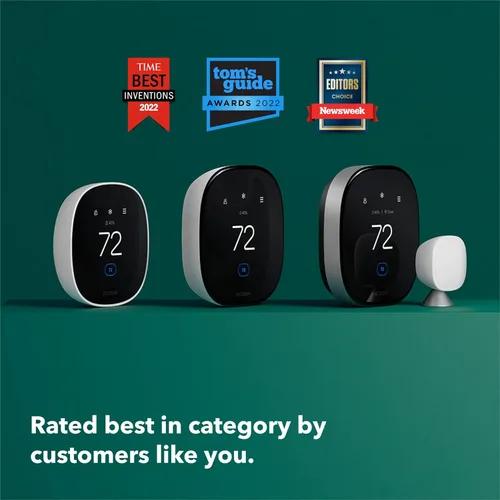 Vista 11 de ecobee Smart Thermostat Essential - Termostato Wi-Fi programable certificado Energy Star - Funciona con Siri, Alexa y Google Assistant
