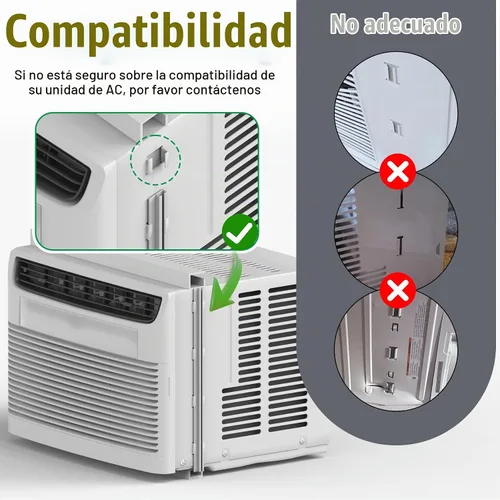 Vista 4 de Panel lateral de CA para ventana con juego de marco, kit de repuesto de cortina de relleno de acordeón de aire acondicionado, se adapta a la mayoría