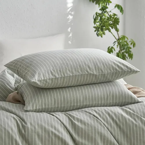 Vista 53 de MooMee Juego de 2 fundas de almohada de cuadros 100% algodón lavado con textura parecida al lino, transpirable, duradera, suave y cómoda