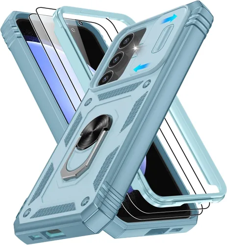 Vista 305 de Gritup Funda para Google Pixel 6 con cubierta deslizante para cámara y protector de pantalla (2 unidades), soporte de anillo giratorio 360°, funda
