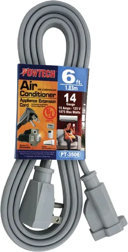 Vista 3 de Aire acondicionado resistente de 3 pies y cable de extensión para electrodomésticos principales, certificado UL, calibre 14, 125 V, 15 amperios