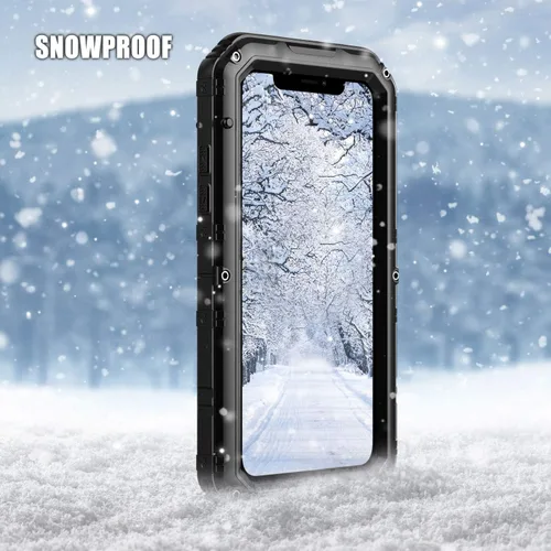 Vista 9 de Mitywah Funda impermeable para iPhone 11, resistente y duradera, de metal, protección de pantalla integrada, impermeable, a prueba de golpes, a Negro