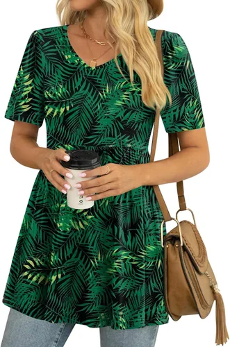 Vista 2 de Túnicas para mujer, estilo casual, manga corta, peplum