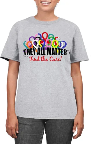 Vista 11 de Camiseta con cintas de concientización sobre el cáncer con texto en inglés «They All Matter Find The Cure» Negro