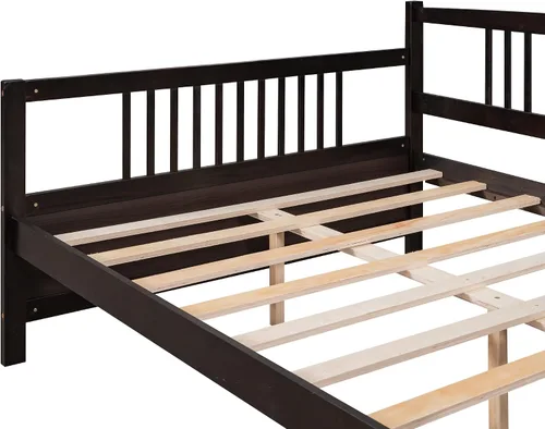 Vista 7 de Harper & Bright Designs Sofá cama de madera tamaño matrimonial, sofá cama tamaño matrimonial con soporte de listones de madera, sofá cama