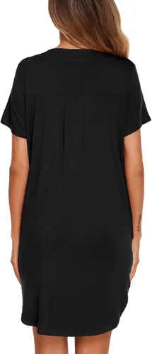 Vista 5 de Ekouaer - Camisón abotonado con cuello en V para mujer