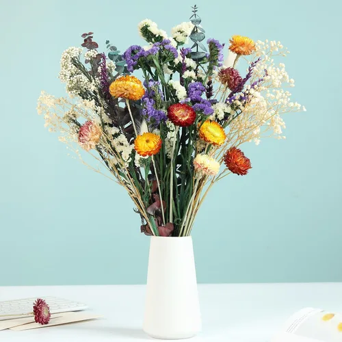 Vista 9 de Ramo de flores secas naturales, 17 pulgadas rústico bohemio para decoraciones de boda de otoño