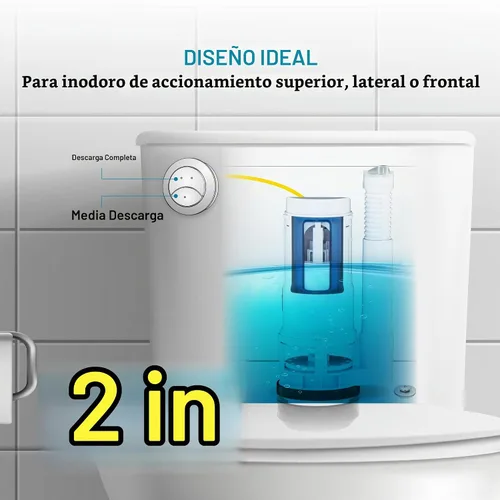 Vista 2 de Kit de conversión de válvula de descarga doble de 2 pulgadas con botón pulsador para reparación de inodoros