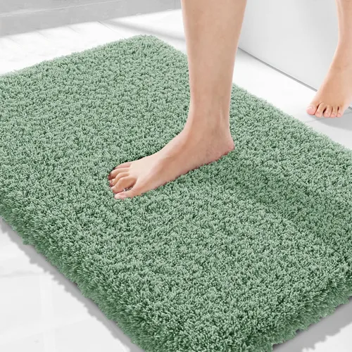 Vista 31 de Yimobra Alfombras de baño en negro y blanco antideslizantes lavables, tapetes de baño ultra suaves y absorbentes de agua, alfombra de ducha suave