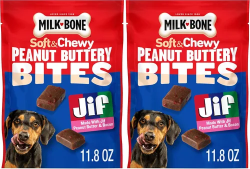 Vista 14 de Milk-Bone Galletas para perro bañadas con mantequilla de cacahuete real, horneadas, 32 onzas, (paquete de 4)