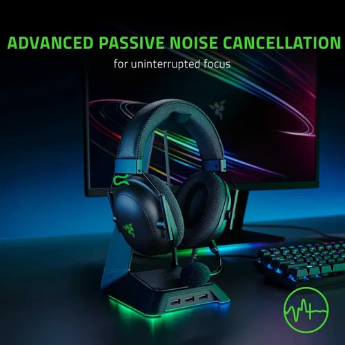 Vista 4 de Razer BlackShark V2 Auriculares para juegos sonido envolvente espacial THX 71 controladores de 197 pulgadas micrófono desmontable para computadora