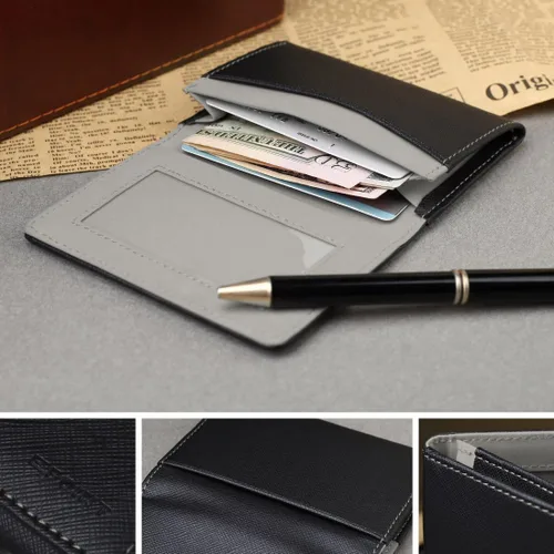 Vista 3 de Multicolor sólido para hombre de cuero clip de dinero Navidad para padre, Negro, gris-ecm10a05