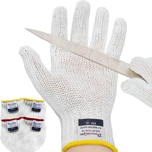 Vista 13 de Dowellife Guantes resistentes a los cortes A9 de máxima protección, guantes de cocina y chef de grado alimenticio para preparación de alimentos Gris