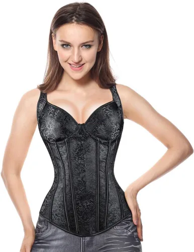 Vista 2 de Kimring Corsé gótico de jacquard con tirantes para el hombro para mujer