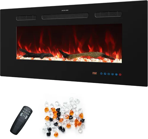 Vista 11 de Insertos de chimenea eléctrica de 48 pulgadas, chimenea eléctrica empotrada y de pared, chimenea lineal con termostato, pantalla táctil y control