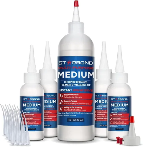 Vista 8 de Starbond EM-150 Medium - Adhesivo instáneo premium CA (cianoacrilato), súper pegamento, para carpintería, pasatiempos, lapidarios, uñas acrílicas