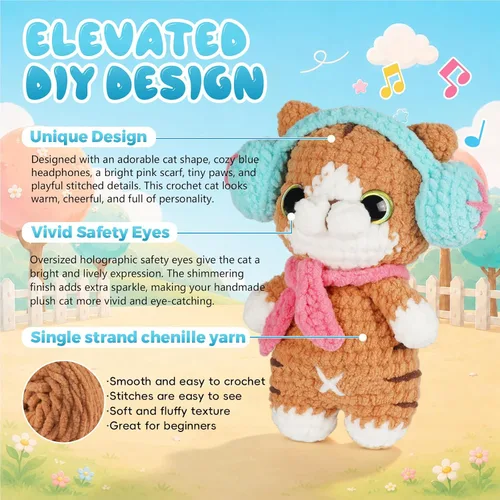 Vista 9 de Gipony Kit de ganchillo para principiantes, kits de animales de ganchillo, kit de ganchillo para principiantes, aprende a ganchillo con tutoriales