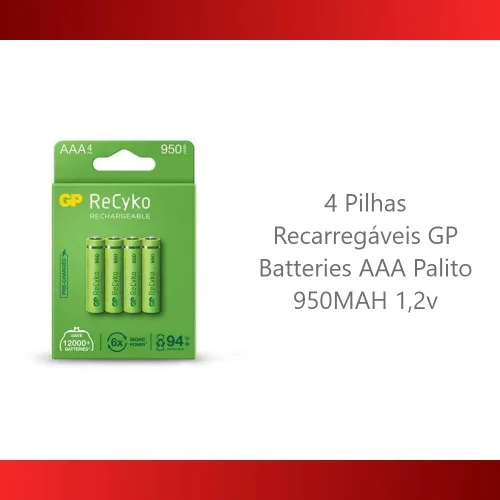 Vista 3 de GP Batería NiMH AAA/LR03 1.2v 1000mAh Pack 4 [GP-NIMH-AAA-02]