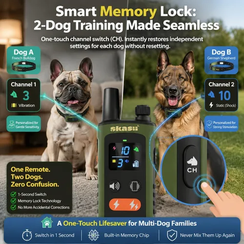 Vista 6 de Training Collar for Dogs with Remote Control, Green 4500FT Range, IPX8 Waterproof, 5-150 Lbs, 4 Training Modes, Security Lock, Dog Training