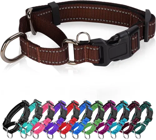 Vista 17 de Collares de perro Martingale reflectantes. Collar de perro con hebilla de liberación rápida. Collar de mascota de nylon ajustable, suave, acolchado
