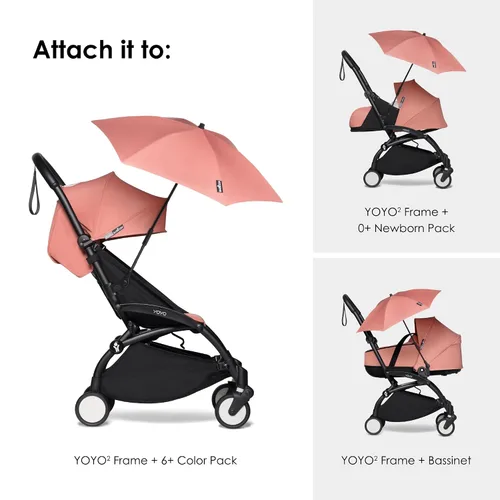 Vista 4 de Babyzen YOYO - Sombrilla, color jengibre, protección UPF 50+, compatible con el paquete 0+ recién nacido, moisés, asiento de automóvil y paquete