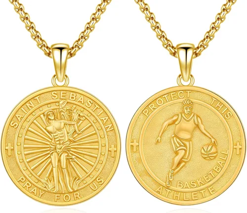 Vista 84 de 925 Sterling Silver Patron Saint Amulet Necklace for Men Women plateado