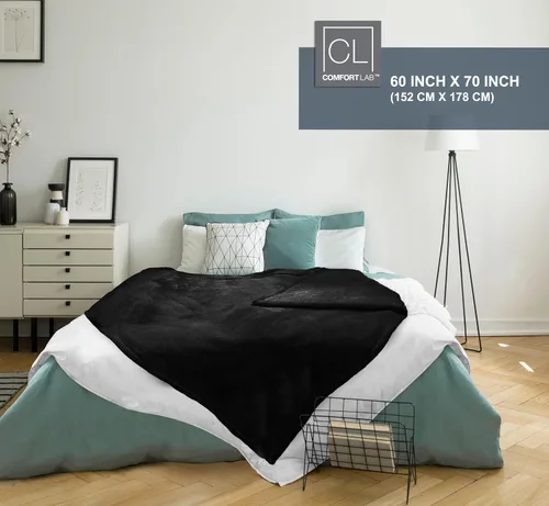 Vista 5 de Comfort Lab Manta de franela de felpa, suave, ligera, manta de forro polar para regalo, para sofá, cama y decoración del hogar, antibolitas y no se