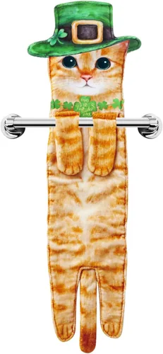 Vista 30 de Divertidas toallas de mano – Lindas toallas colgantes y toallas de cara para decoración de gatos, súper absorbentes, suaves, inauguración