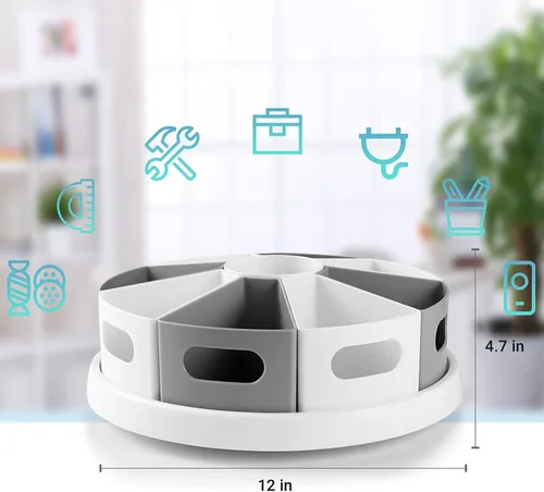 Vista 5 de MeCids Organizador de almacenamiento giratorio de 360 grados, organizadores de escritorio, soporte para bolígrafos – 12 pulgadas estilo Lazy Susan