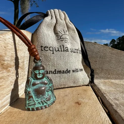 Vista 3 de Buddha Necklace - Buddhist, Buddhism Jewelry, Green Patina Pendant, Women Accessories, Men Gift, Antique Believes, Enlightening Charm, Good Luck and
