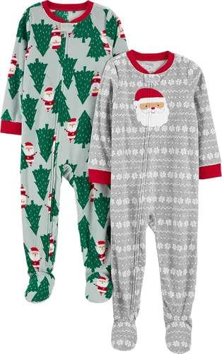 Vista 9 de Simple Joys by Carter's Pijama unisex de forro polar con pies de ajuste holgado y resistente al fuego para niños Oso/Buffalo Check