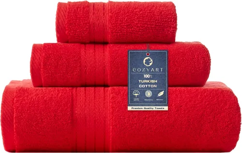 Vista 24 de COZYART - Juego de 6 toallas de baño de algodón turco, color azul claro, suaves, altamente absorbentes y duraderas, 19.17 oz/yd², incluye 2 toallas
