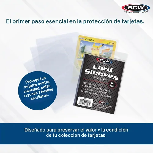 Vista 2 de BCW Fundas para tarjetas estándar, 2 5/8 x 3 5/8 pulgadas, transparentes
