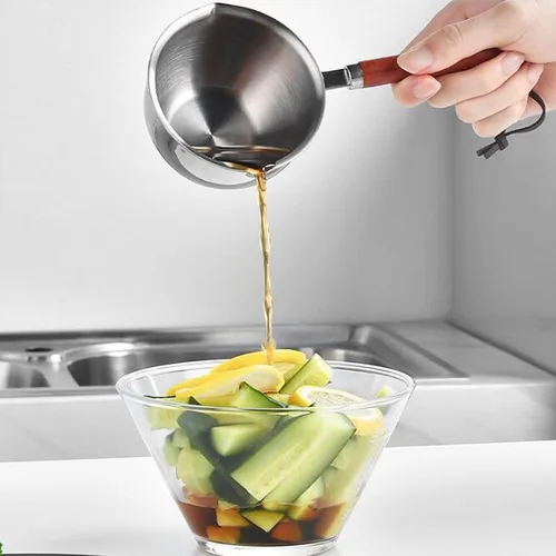 Vista 3 de Olla de calentamiento de mantequilla, mini calentador de mantequilla de acero inoxidable con mango de calor para mantequilla derretida, leche al