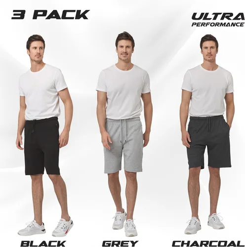 Vista 2 de Ultra Performance 3 Pack Mens Shorts Casual Men's Athletic Short Workout Gym Shorts for Men with Zipper Pockets, Small - 5X