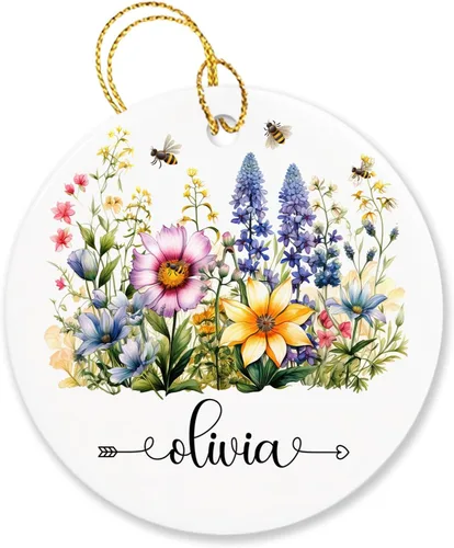 Vista 35 de Adorno personalizado de flor de azalea para la primera Navidad, adorno personalizado de Azalea 1ª Navidad, recuerdo de flores para amigos, regalo