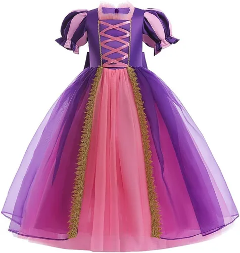 Vista 24 de Disfraz de princesa Sofía Rapunzel para niñas, disfraz de Halloween, Navidad, cumpleaños, fiesta con accesorios
