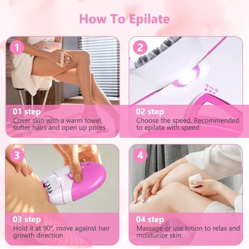 Vista 5 de Depiladora para mujer, depiladora de deslizamiento suave, removedor de vello facial para mujeres con 2 velocidades y luz LED, depilación facial
