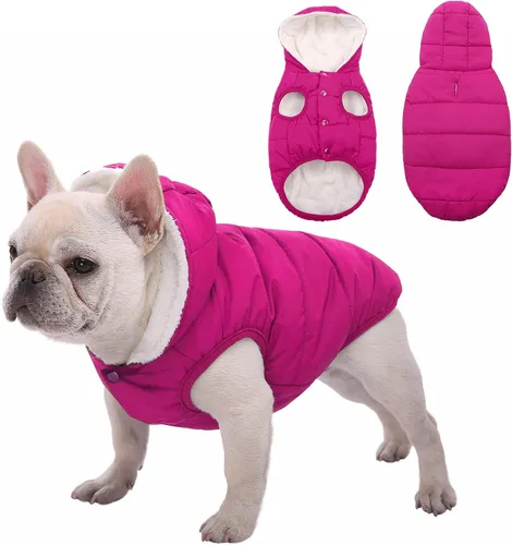 Vista 13 de Sudadera con capucha de vellón, abrigo impermeable resistente al viento, chaqueta cálida de invierno, ropa para mascotas para clima frío, chaleco