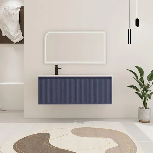 Vista 16 de Mueble de baño de 24 pulgadas con fregadero, tocador flotante de 24 pulgadas con fregadero de cerámica blanca brillante, gabinete de baño de madera