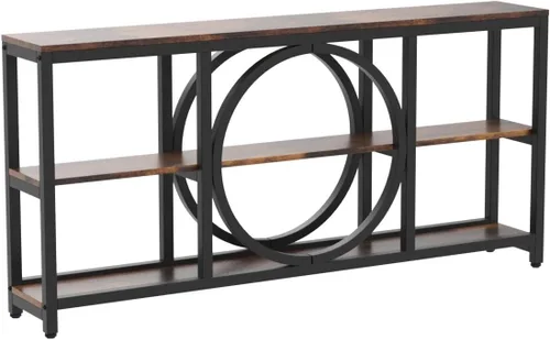 Vista 5 de Tribesigns Mesa consola extralarga, mesa de sofá de 70.9 pulgadas con Negro marrón