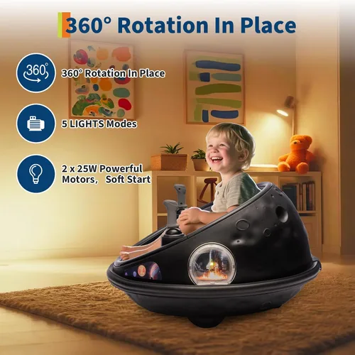 Vista 2 de Coche de parachoques eléctrico de 12 V para niños con control remoto, vehículo giratorio de 360°, auto de parachoques para niños con luces LED Negro