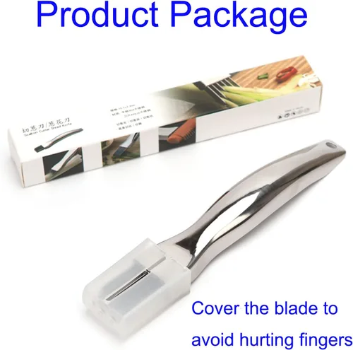 Vista 9 de Cortador de cebolla picada de acero inoxidable, multifuncional para alimentos, cuchillo de cebolla, herramienta de cocina, rebanada de cubiertos