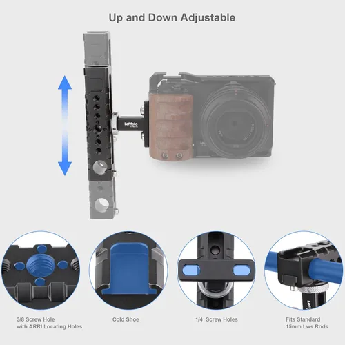 Vista 5 de Agarre universal para cámara con mango superior/mango lateral, para cámara DSLR, videocámara, videocámara, videocámara, película, con soporte