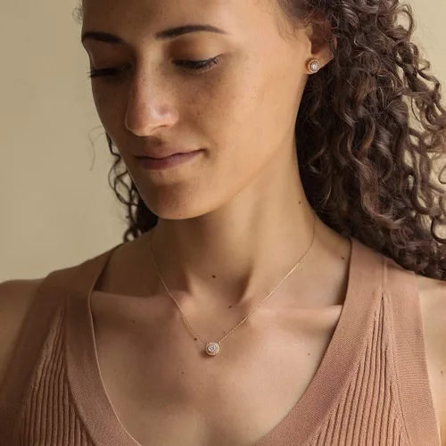 Vista 9 de A+O Regalo de dama de honor, poste de cristal o aretes de clip en plata, oro, oro rosa