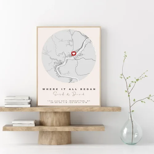 Vista 2 de VIRAGIL Mapa personalizado de dónde nos encontramos, Donde comenzó todo, Regalos de impresión de mapa de compromiso, Mapa de ciudad personalizado