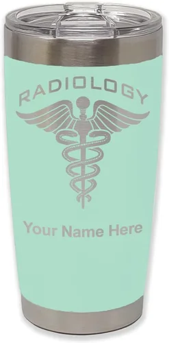 Vista 7 de LaserGram Vaso personalizado de 20 onzas, radiología (negro) Regalo grabado para radiólogos, acero inoxidable aislado al vacío, grabado con láser