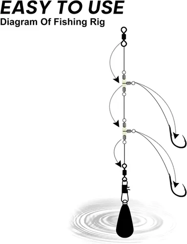 Vista 4 de 30 piezas de 3 vías de pesca giratorios en forma de T, conectores luminosos de pesca giratorios con cuentas de brillo barril de latón triple