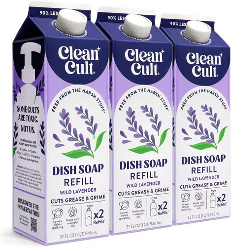 Vista 17 de Cleancult Repuesto líquido de jabón para platos (32 onzas, 1 unidad) – Poder de limpieza a base de plantas – Jabón para platos que corta la grasa